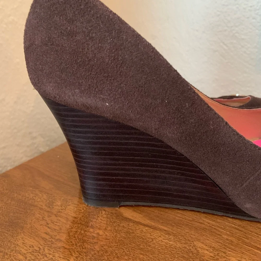 Lilly Pulitzer Brown Peep-Toe Wedges - Picture 3 of 7